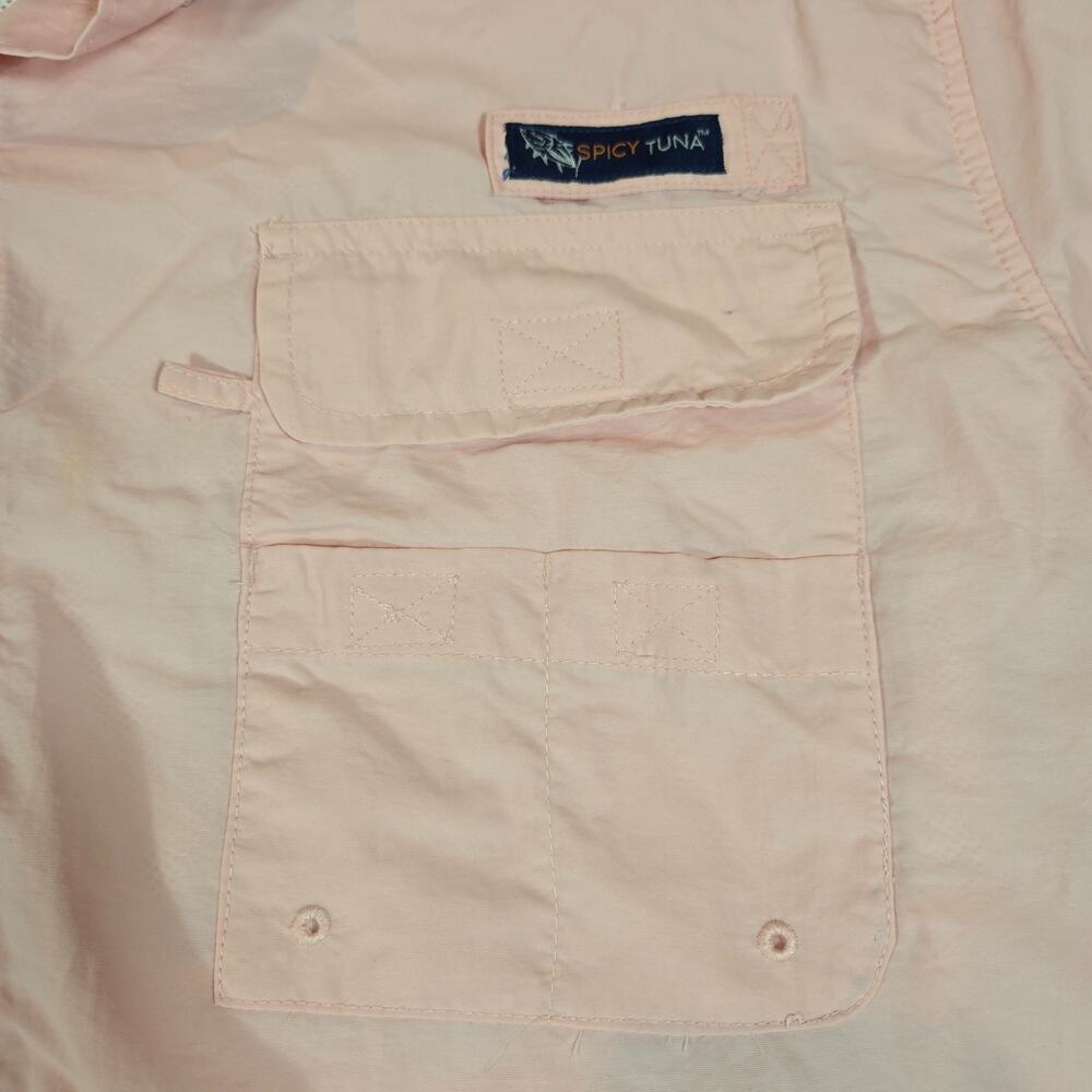 Spicy Tuna Fishing Shirt Mens L Pink Vented Button Up Nylon Angler Outdoors - Picture 3 of 8